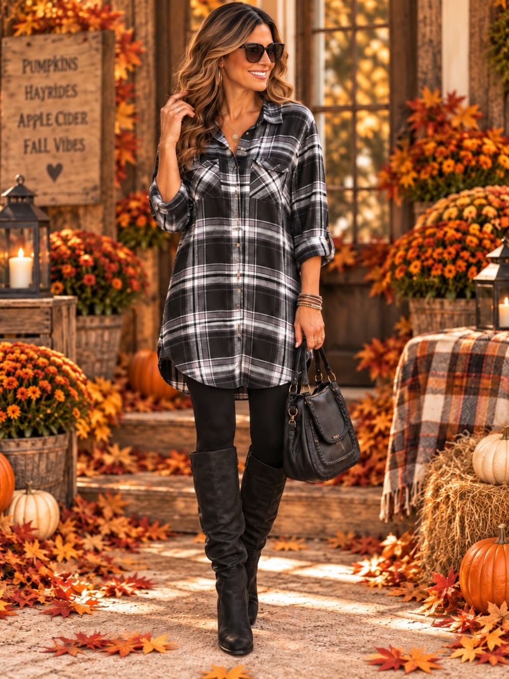 Maurices Black & White Plaid Shirt Jacket